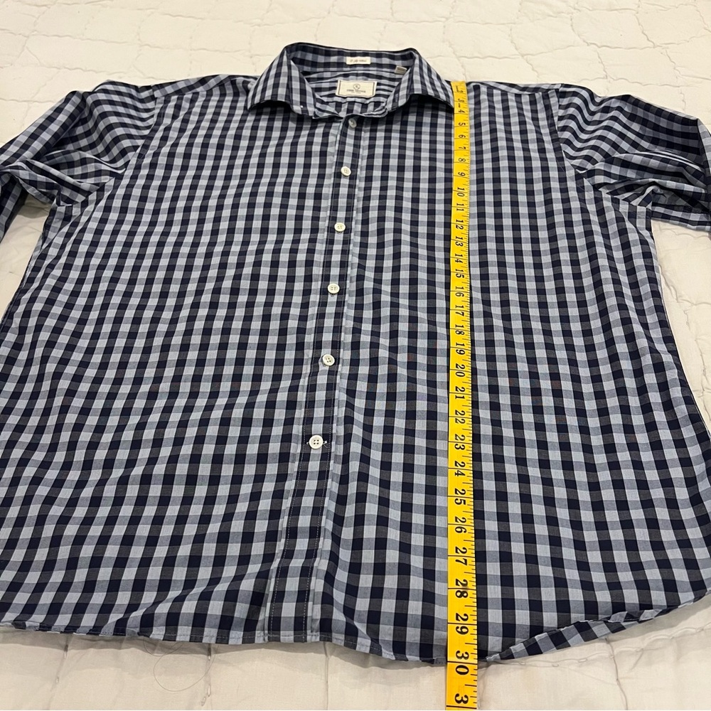 Todd Snyder Shirt Mens 18 2XL XXL Blue Check Long Sleeve Button Up Cotton Casual - Picture 9 of 11